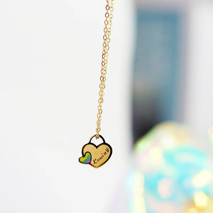 Titanium Steel 18K Gold Plated Casual Simple Style Letter Heart Shape Enamel Pendant Necklace