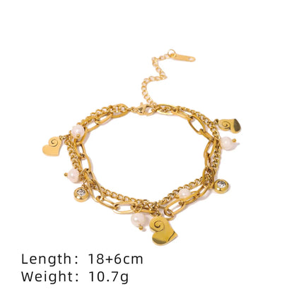 Casual Simple Style Cross Infinity Heart Shape 304 Stainless Steel 18K Gold Plated Zircon Bracelets In Bulk