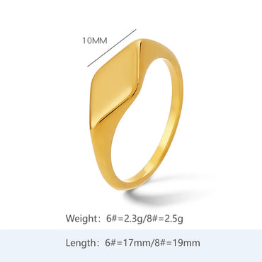 304 Stainless Steel 18K Gold Plated Casual Simple Style Plating Rhombus Rings