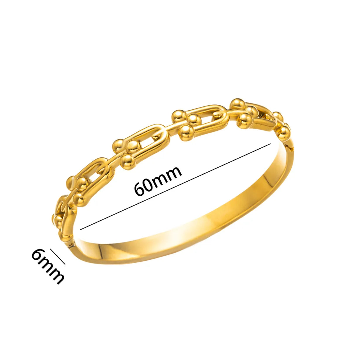 Titanium Steel 18K Gold Plated Elegant Basic Classic Style U Shape Solid Color Bangle