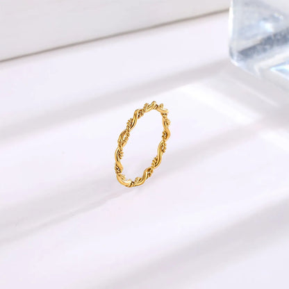 Titanium Steel 18K Gold Plated Elegant Cute Luxurious Plating Braid Twist Titanium Steel Rings