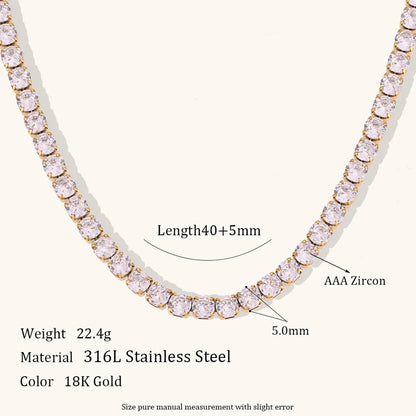 Titanium Steel 18K Gold Plated Elegant Glam Geometric Zircon Necklace