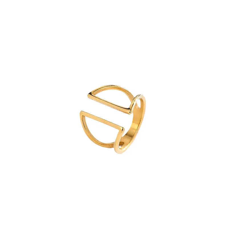 Titanium Steel 18K Gold Plated Elegant Hollow Out Solid Color Titanium Steel Rings