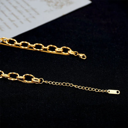 Titanium Steel 18K Gold Plated Elegant Modern Style Geometric Double Layer Necklaces