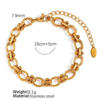 Titanium Steel 18K Gold Plated Elegant Retro Plating Chain Solid Color Bracelets Necklace