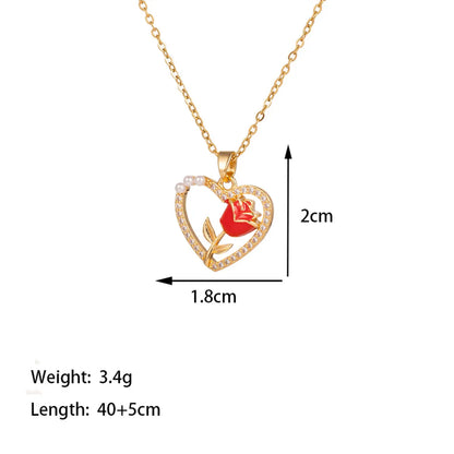 Titanium Steel 18K Gold Plated Elegant Simple Style Commute Moon Life Tree Flower Hollow Out Inlay Artificial Rhinestones Pendant Necklace