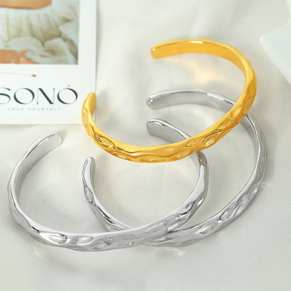 Titanium Steel 18K Gold Plated Elegant Simple Style Geometric Hammered