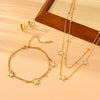 Titanium Steel 18K Gold Plated Elegant Simple Style Inlay Star Heart Shape Acrylic Earrings Anklet Necklace