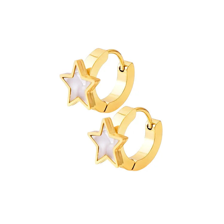 Titanium Steel 18K Gold Plated Elegant Simple Style Inlay Star Heart Shape Acrylic Earrings Anklet Necklace