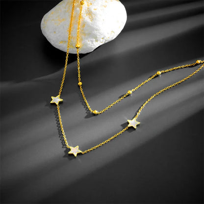 Titanium Steel 18K Gold Plated Elegant Simple Style Inlay Star Heart Shape Acrylic Earrings Anklet Necklace