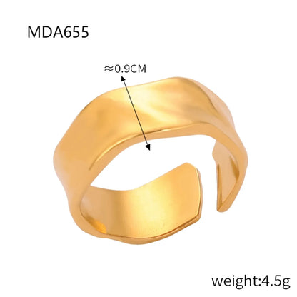 Wholesale Jewelry Elegant Simple Style Solid Color Titanium Steel 18K Gold Plated Plating Open Rings Rings