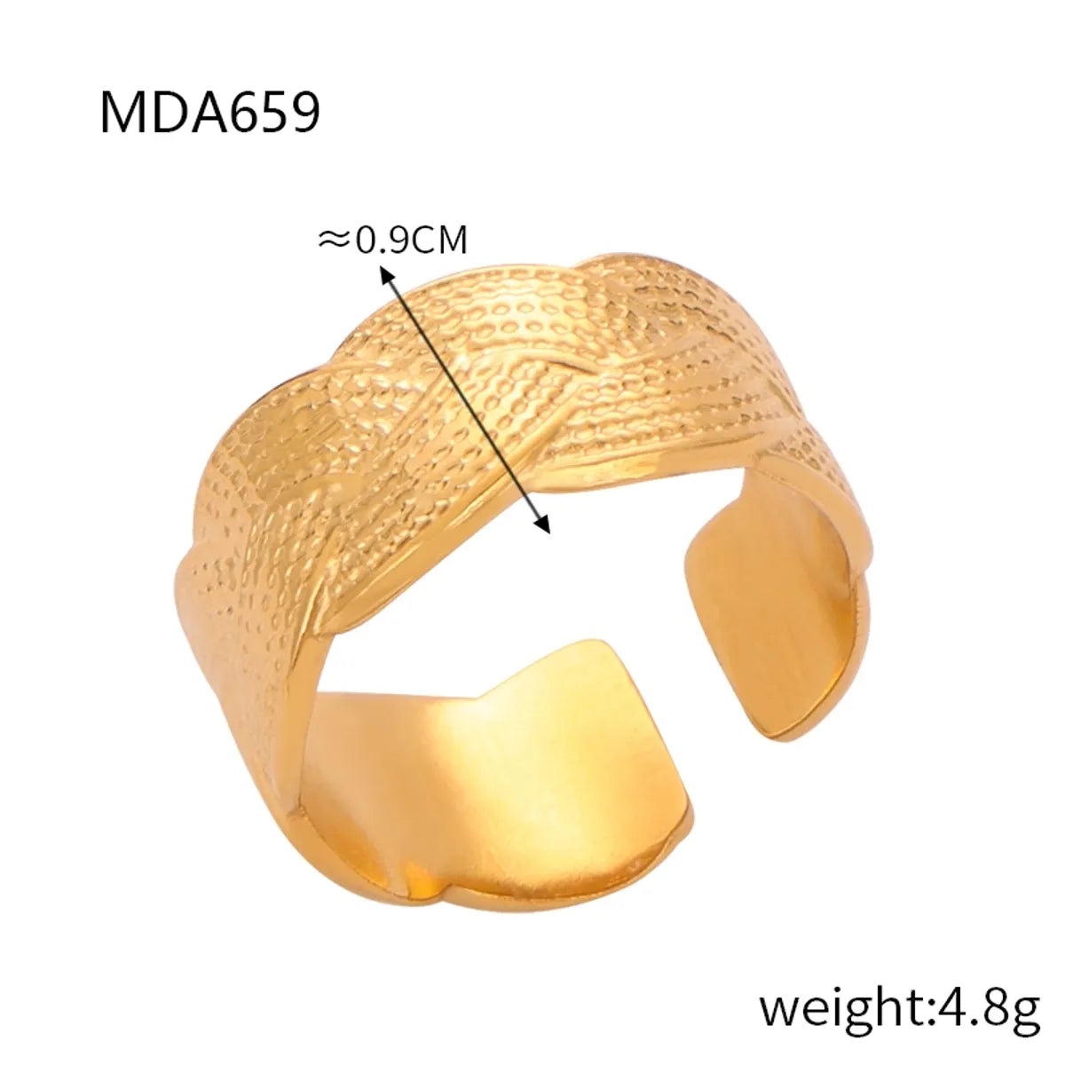 Wholesale Jewelry Elegant Simple Style Solid Color Titanium Steel 18K Gold Plated Plating Open Rings Rings