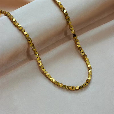 Titanium Steel 18K Gold Plated IG Style Geometric Beaded Necklace