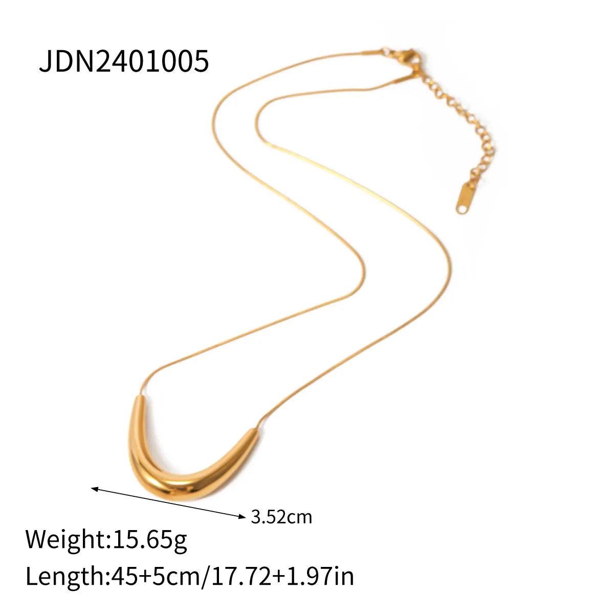 Titanium Steel 18K Gold Plated IG Style Modern Style Classic Style Plating U Shape Solid Color Necklace