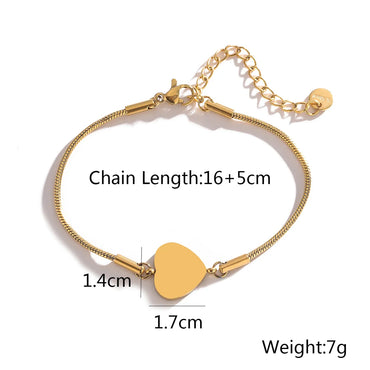 Titanium Steel 18K Gold Plated IG Style Simple Style Commute Heart Shape Beaded Bracelets