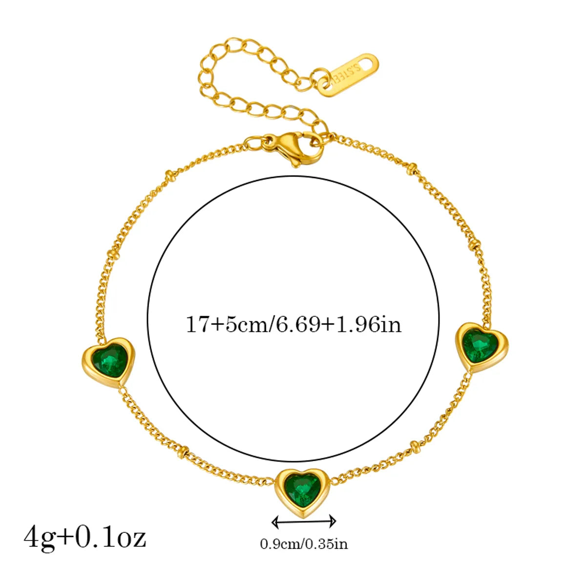 IG Style Vintage Style Heart Shape 304 Stainless Steel 18K Gold Plated Glass Bracelets In Bulk