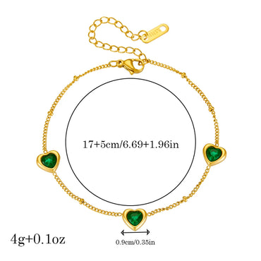 IG Style Vintage Style Heart Shape 304 Stainless Steel 18K Gold Plated Glass Bracelets In Bulk