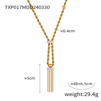 Titanium Steel 18K Gold Plated Lady Simple Style Classic Style Plating Inlay Twist Rhinestones Zircon Jewelry Set