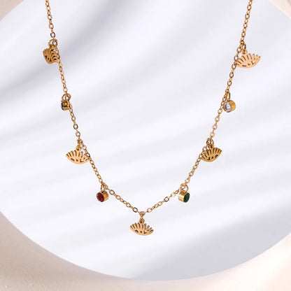 304 Stainless Steel 18K Gold Plated Luxurious Romantic Plating Inlay Eye Zircon Necklace