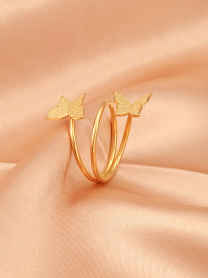 Titanium Steel 18K Gold Plated Modern Style Simple Style Classic Style Solid Color Butterfly Rings