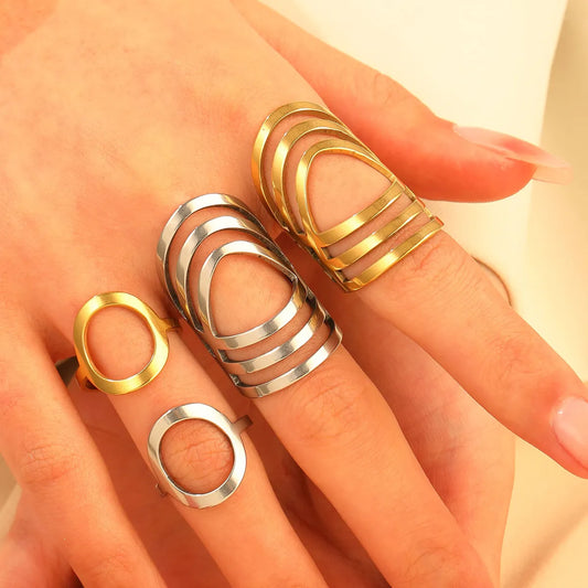 Titanium Steel 18K Gold Plated Nordic Style Simple Style Geometric Rings