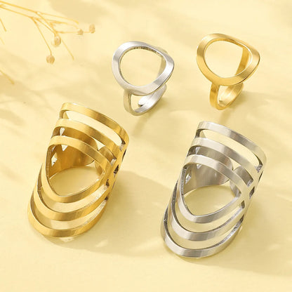 Titanium Steel 18K Gold Plated Nordic Style Simple Style Geometric Rings