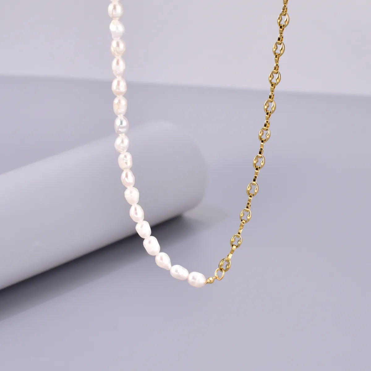 Wholesale Jewelry Simple Style Classic Style Pearl 304 Stainless Steel Titanium Steel Freshwater Pearl 18K Gold Plated Beaded Plating Bracelets Necklace