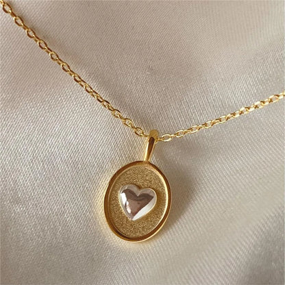 Wholesale Jewelry Simple Style Heart Shape 201 Stainless Steel 304 Stainless Steel Titanium Steel 18K Gold Plated Plating Pendant Necklace