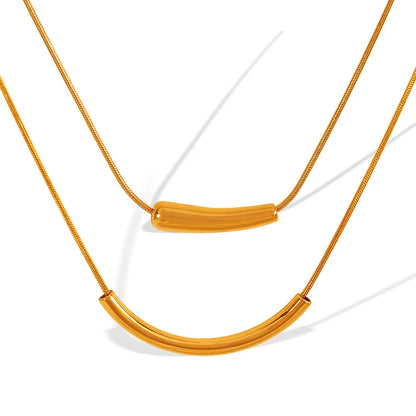 Titanium Steel 18K Gold Plated Simple Style Irregular Plating Lines Pendant Necklace