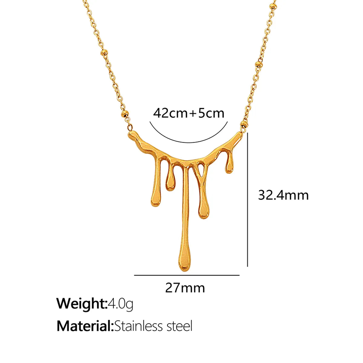 Titanium Steel 18K Gold Plated Simple Style Irregular Water Droplets Necklace