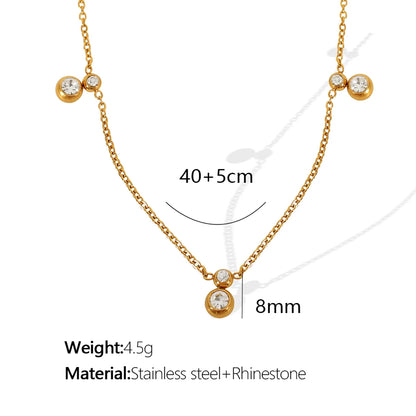 Wholesale Jewelry Simple Style Circle Lines Titanium Steel Rhinestones 18K Gold Plated Plating Necklace