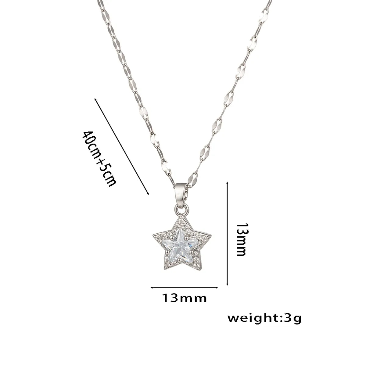 Wholesale Jewelry Simple Style Shiny Star Titanium Steel Zircon 18K Gold Plated Inlay Pendant Necklace