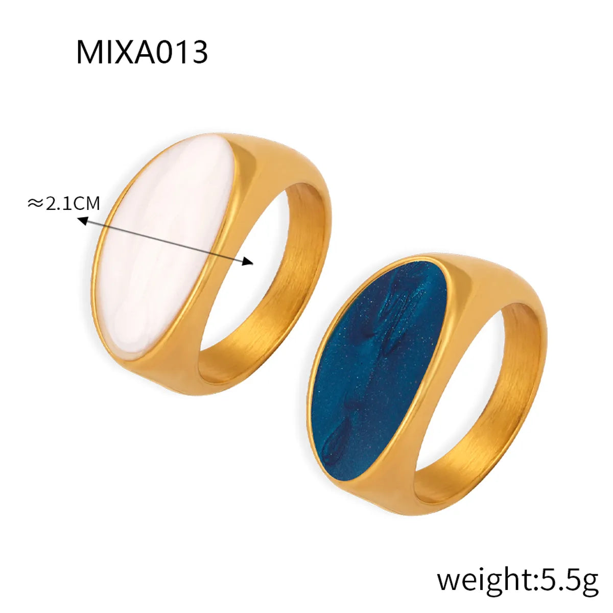 Wholesale Jewelry Streetwear Oval Titanium Steel 18K Gold Plated Enamel Plating Rings