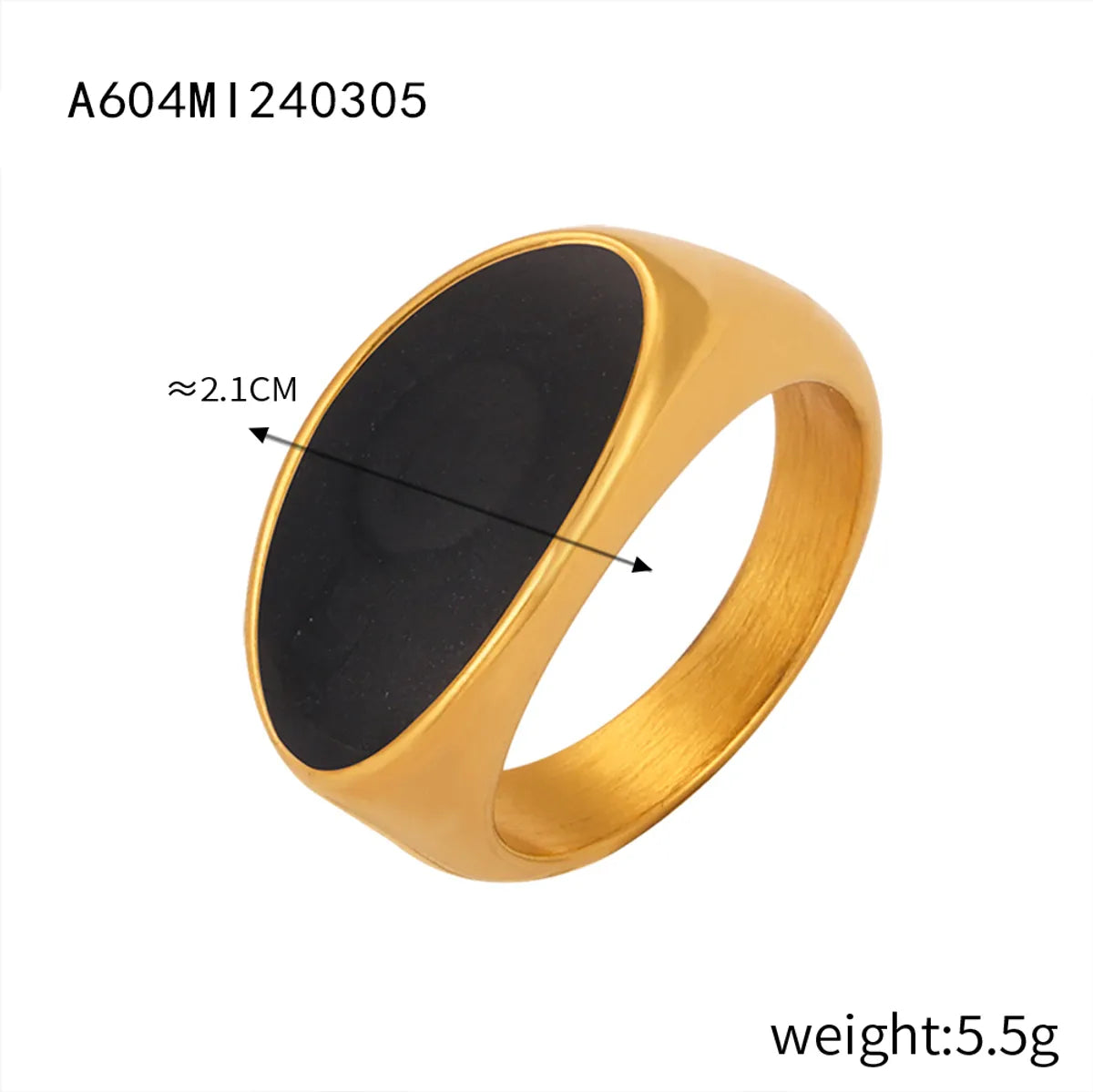 Wholesale Jewelry Streetwear Oval Titanium Steel 18K Gold Plated Enamel Plating Rings