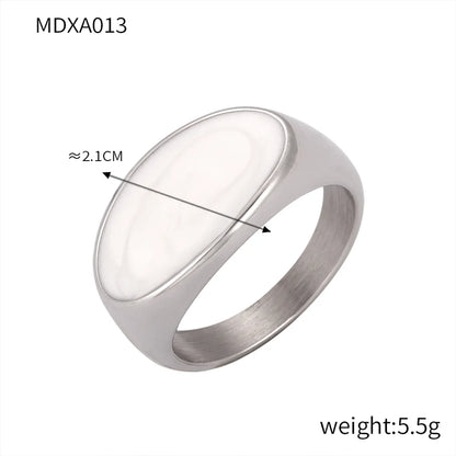 Wholesale Jewelry Streetwear Oval Titanium Steel 18K Gold Plated Enamel Plating Rings