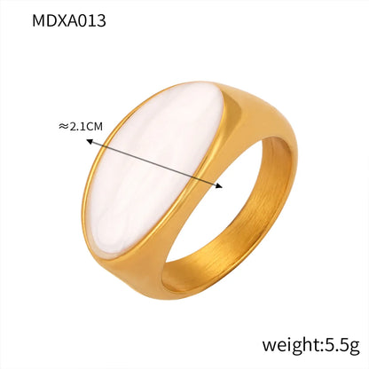 Wholesale Jewelry Streetwear Oval Titanium Steel 18K Gold Plated Enamel Plating Rings