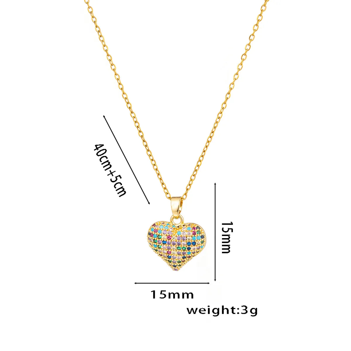 Wholesale Jewelry Sweet Solid Color Titanium Steel Zircon 18K Gold Plated Inlay Pendant Necklace