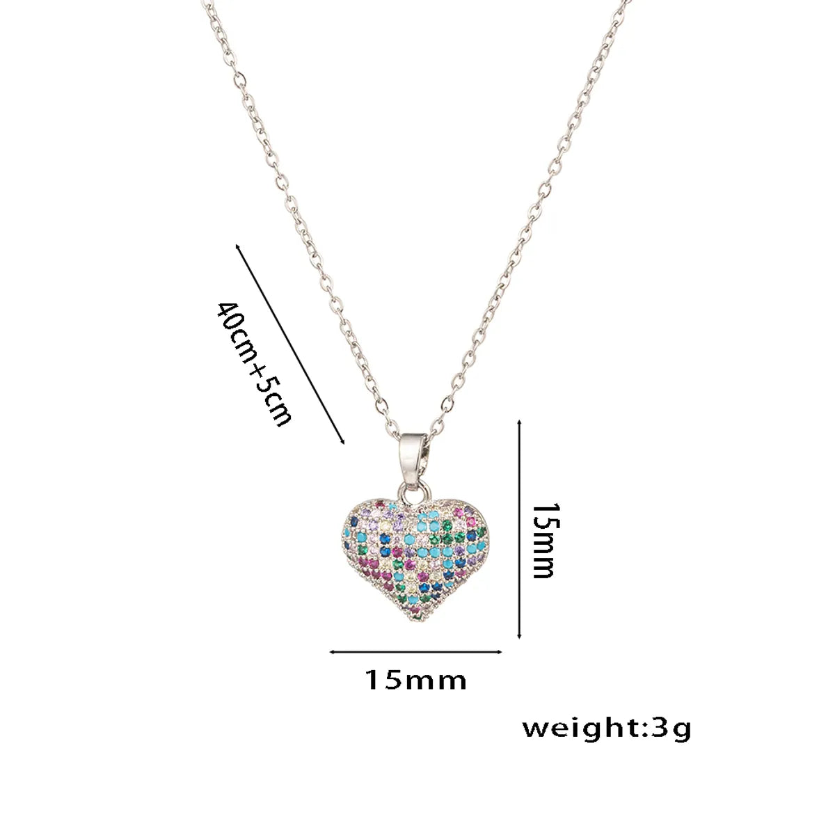 Wholesale Jewelry Sweet Solid Color Titanium Steel Zircon 18K Gold Plated Inlay Pendant Necklace