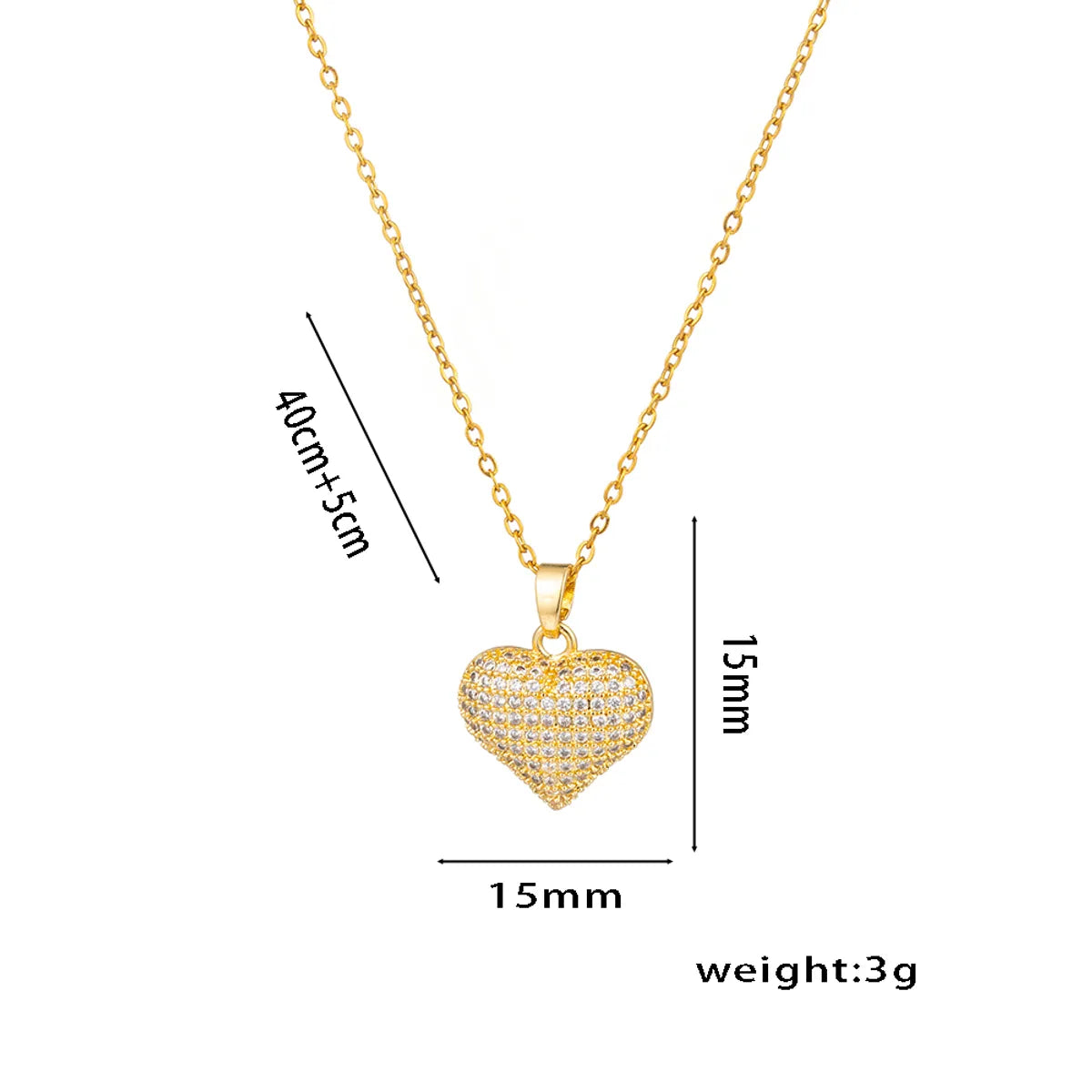 Wholesale Jewelry Sweet Solid Color Titanium Steel Zircon 18K Gold Plated Inlay Pendant Necklace