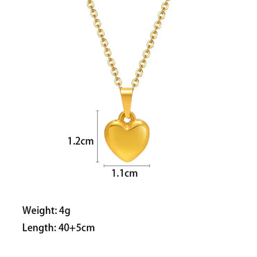 Titanium Steel 18K Gold Plated Vacation Simple Style Commute Heart Shape Polishing Bracelets Earrings Necklace