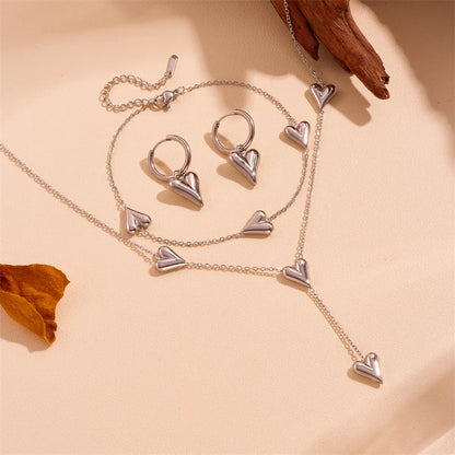 Titanium Steel 18K Gold Plated Vintage Style Modern Style Classic Style Plating Heart Shape Bracelets Necklace