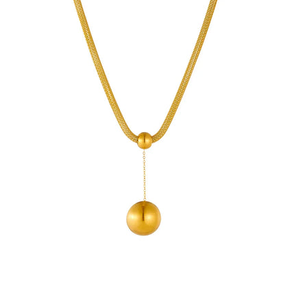 304 Stainless Steel 18K Gold Plated Vintage Style Simple Style Ball Pendant Necklace