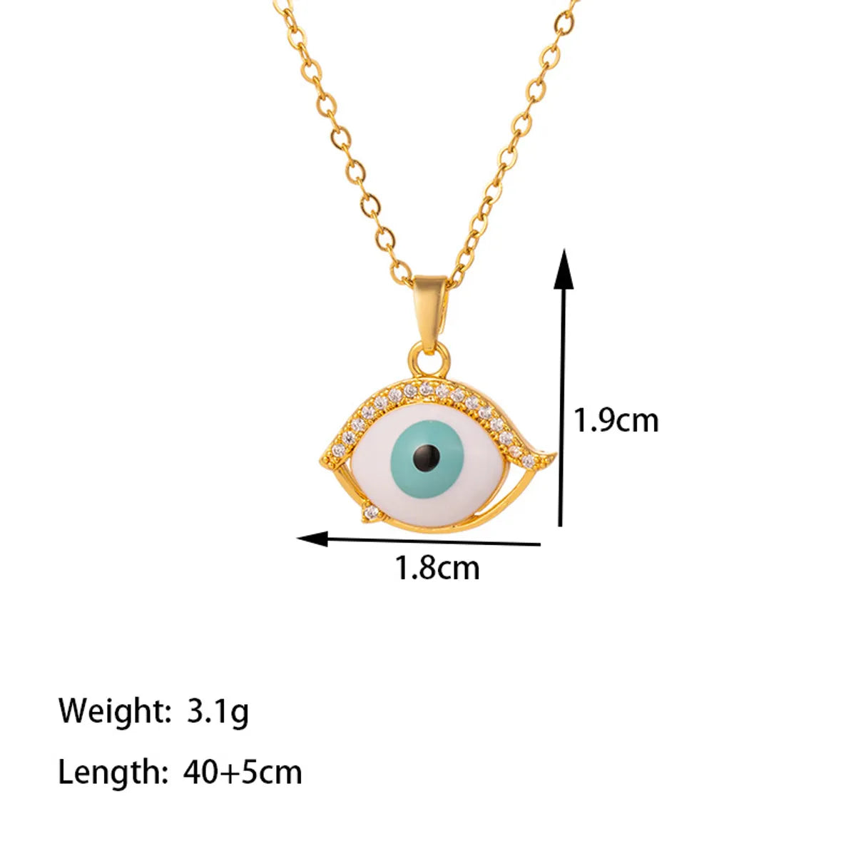 Titanium Steel 18K Gold Plated Vintage Style Simple Style Eye Inlaid Zircon Artificial Rhinestones Pendant Necklace