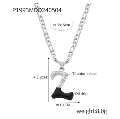 Wholesale Jewelry Basic Letter Titanium Steel Enamel Plating Pendant Necklace