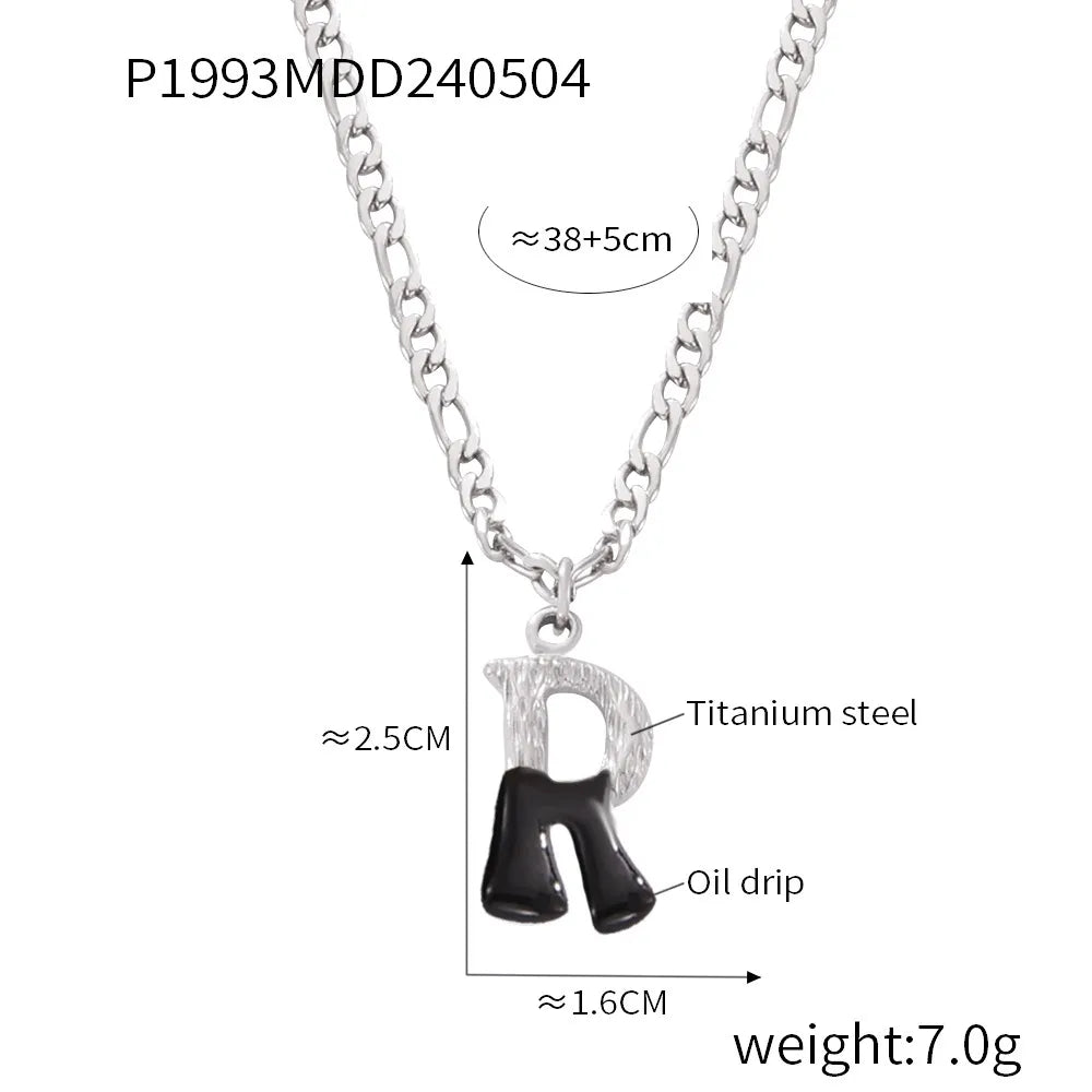 Wholesale Jewelry Basic Letter Titanium Steel Enamel Plating Pendant Necklace