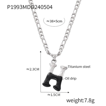 Wholesale Jewelry Basic Letter Titanium Steel Enamel Plating Pendant Necklace