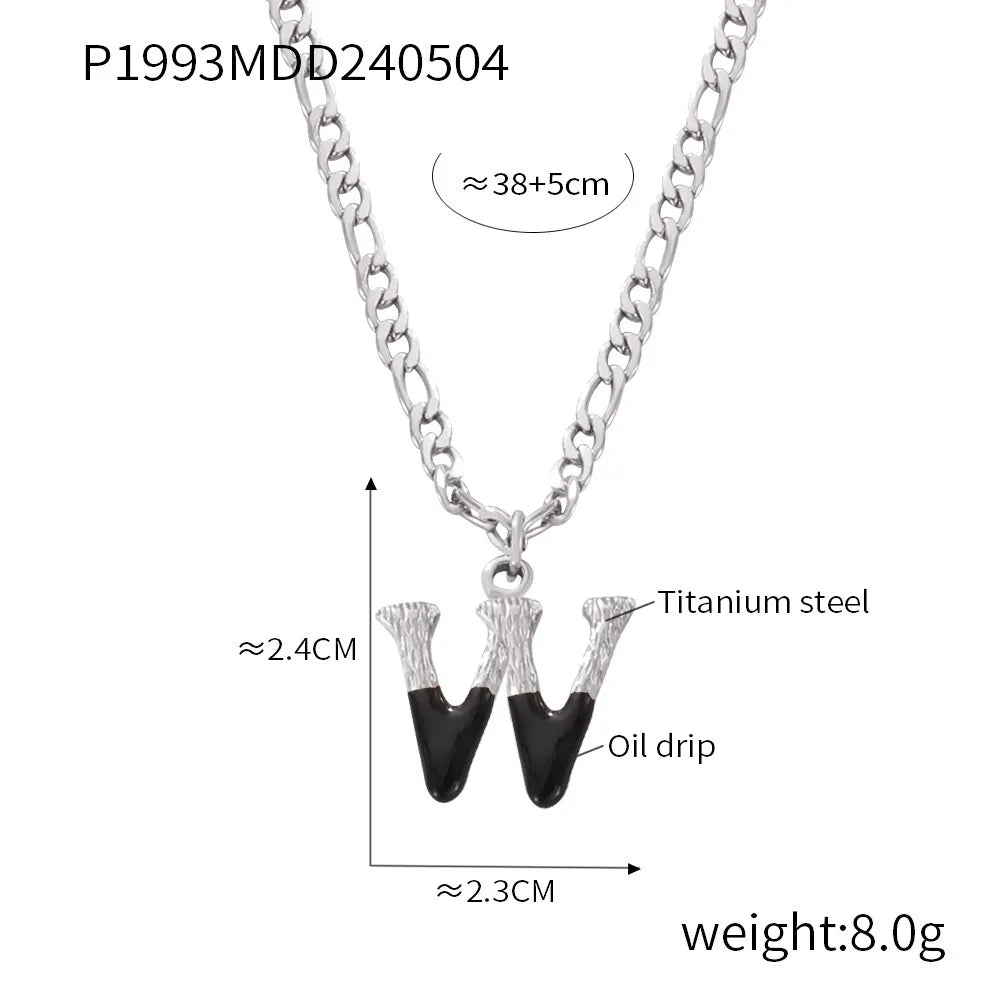 Wholesale Jewelry Basic Letter Titanium Steel Enamel Plating Pendant Necklace