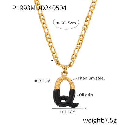 Wholesale Jewelry Basic Letter Titanium Steel Enamel Plating Pendant Necklace