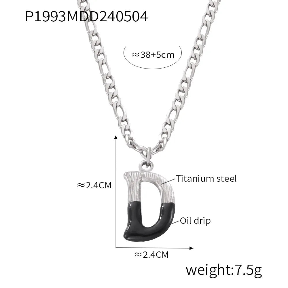 Wholesale Jewelry Basic Letter Titanium Steel Enamel Plating Pendant Necklace