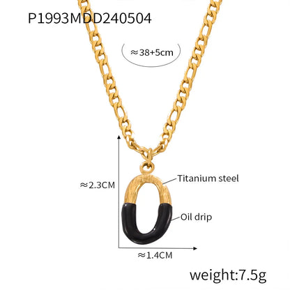 Wholesale Jewelry Basic Letter Titanium Steel Enamel Plating Pendant Necklace